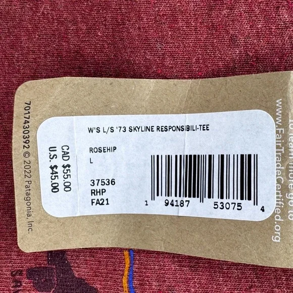 Patagonia Womens L/S '73 Skyline Responsibili-Tee Size L Rosehip Outdoor Graphic - Picture 3 of 11